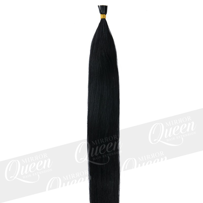 (1) Czarny pasemka włosy proste REMY HAIR 50-55 cm pod ringi