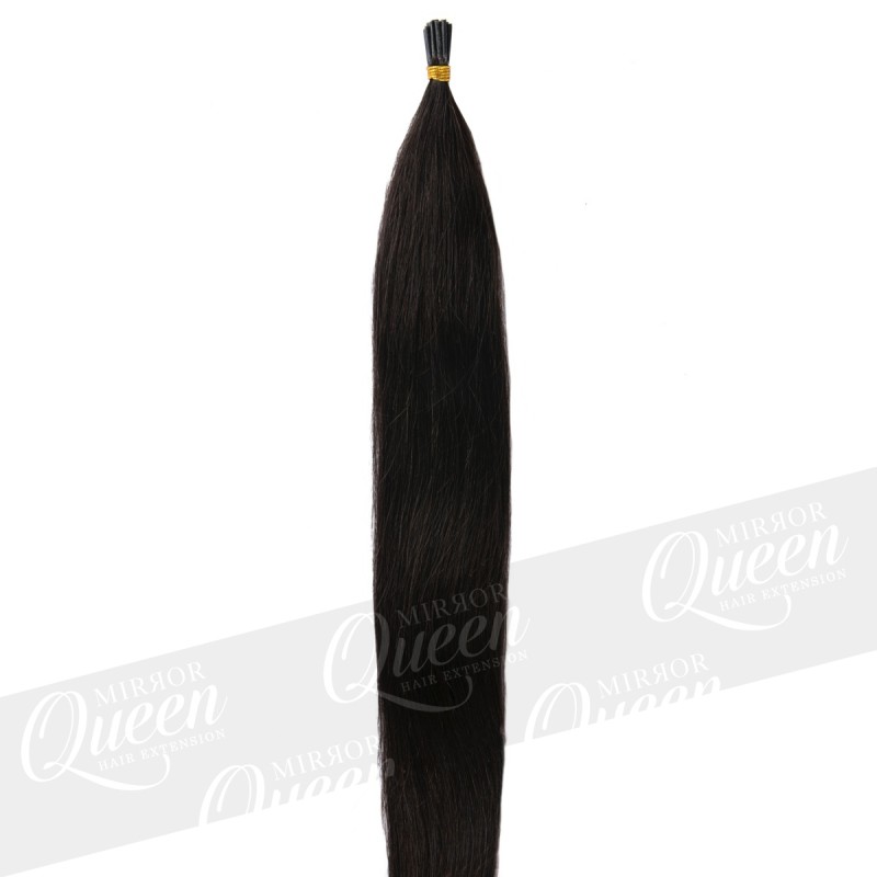 (1B) Bardzo ciemny brąz/czarny pasemka włosy proste REMY HAIR 50-55 cm pod ringi