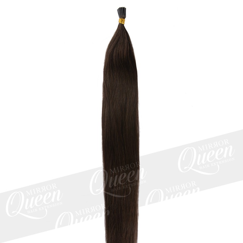 (2) Bardzo ciemny brąz pasemka włosy proste REMY HAIR 50-55 cm pod ringi