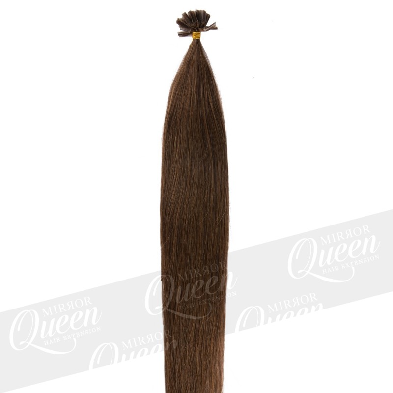 (4) Średni brąz złocisty włosy proste REMY HAIR 50-55 cm pod keratynę
