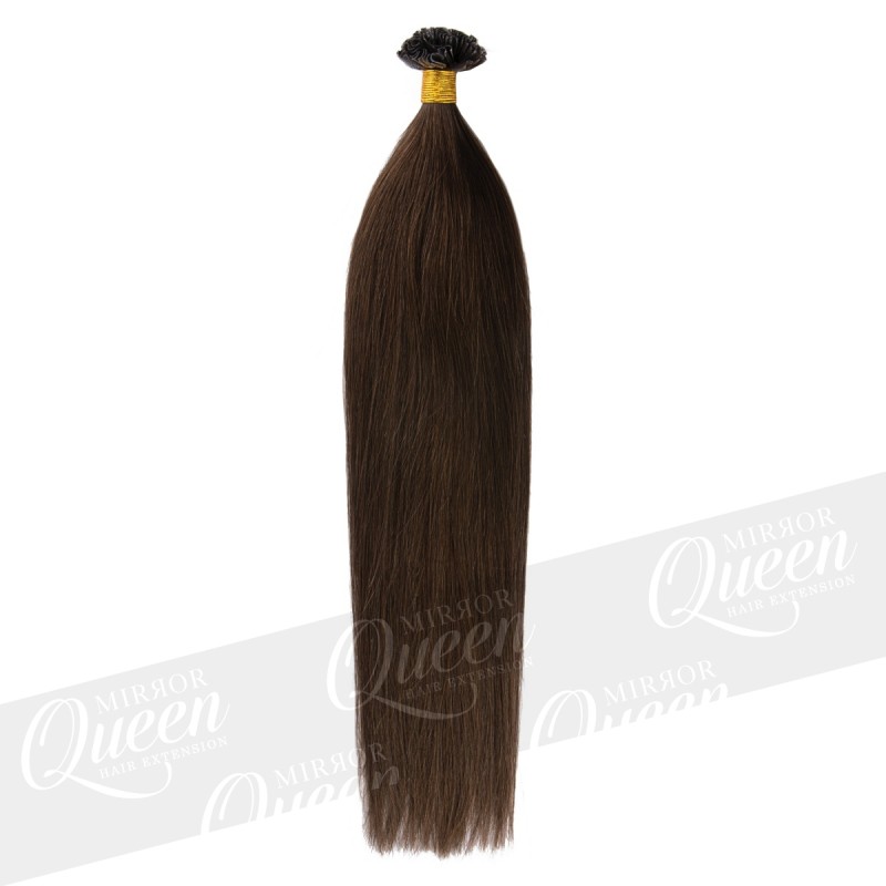 (4) Średni brąz złocisty włosy proste REMY HAIR 50-53 cm pod keratynę