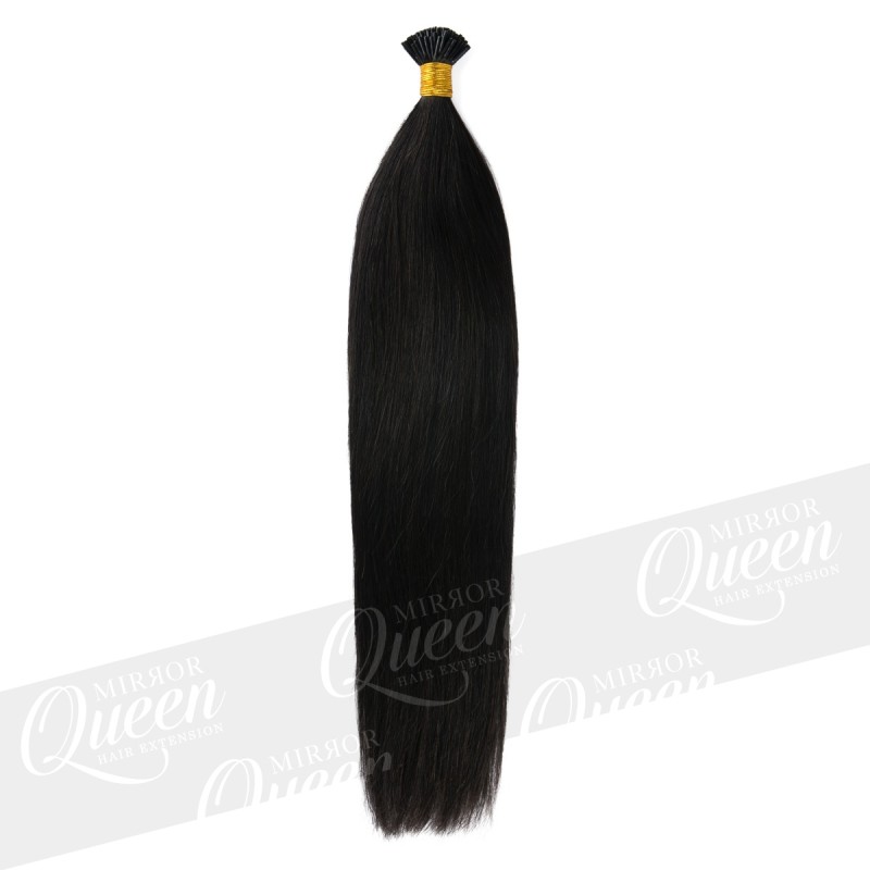 (1B) Bardzo ciemny brąz/czarny pasemka włosy proste REMY HAIR 50-53 cm pod ringi
