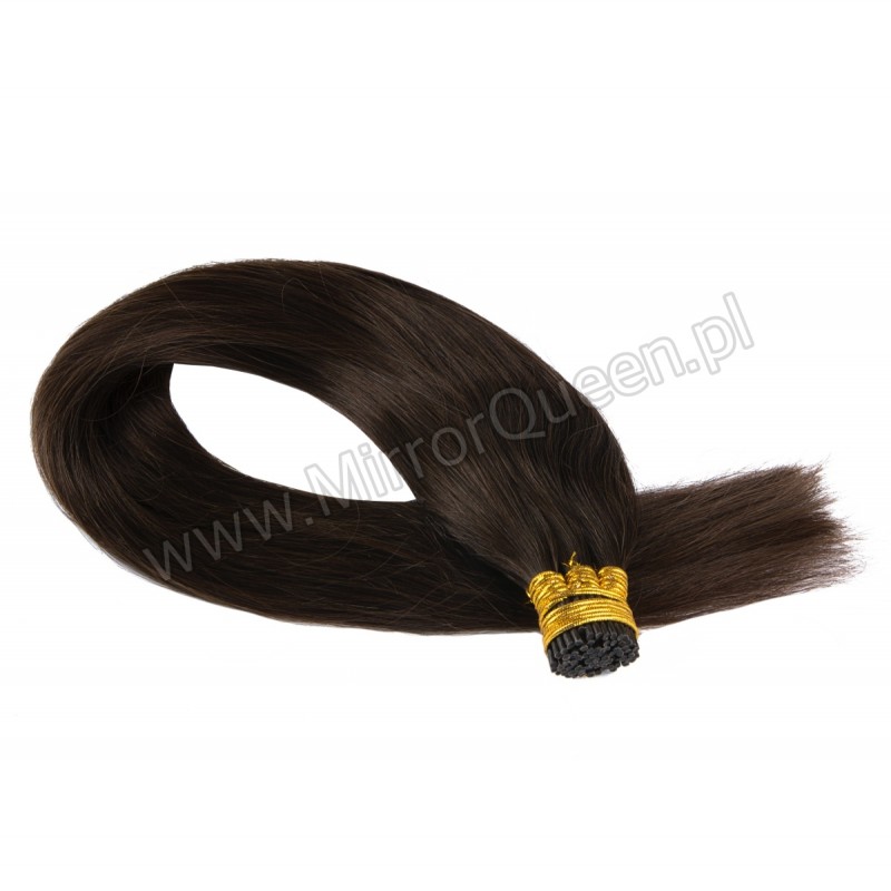 (2) Bardzo ciemny brąz włosy proste REMY HAIR 60 cm pod ringi