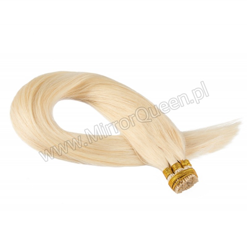 (60) Platynowy blond pasemka włosy proste REMY HAIR 60 cm pod ringi
